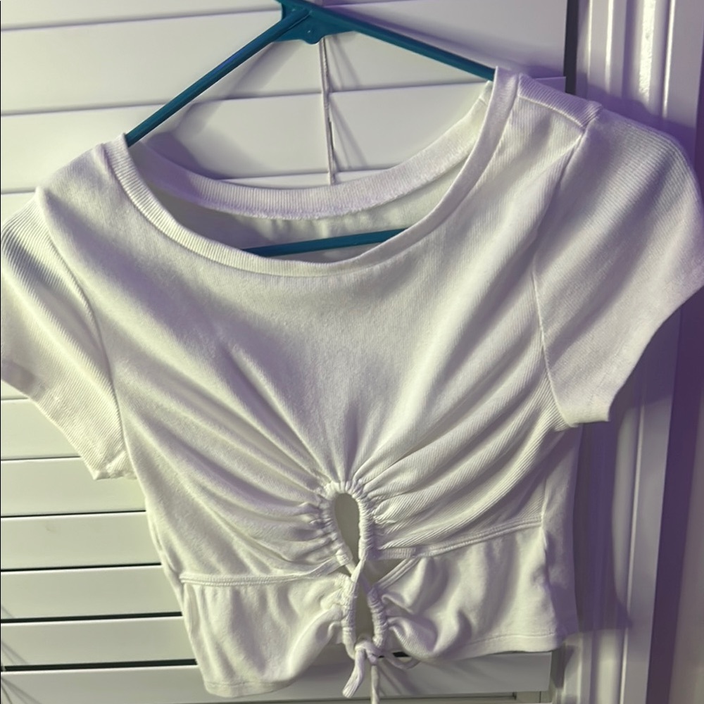 White Ruched Crop Top